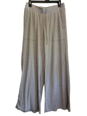 stars above Light Gray Ribbed Wide-Leg Lounge Pants